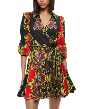 Alice   Olivia Alisa Wrap Godet Shirt Dress