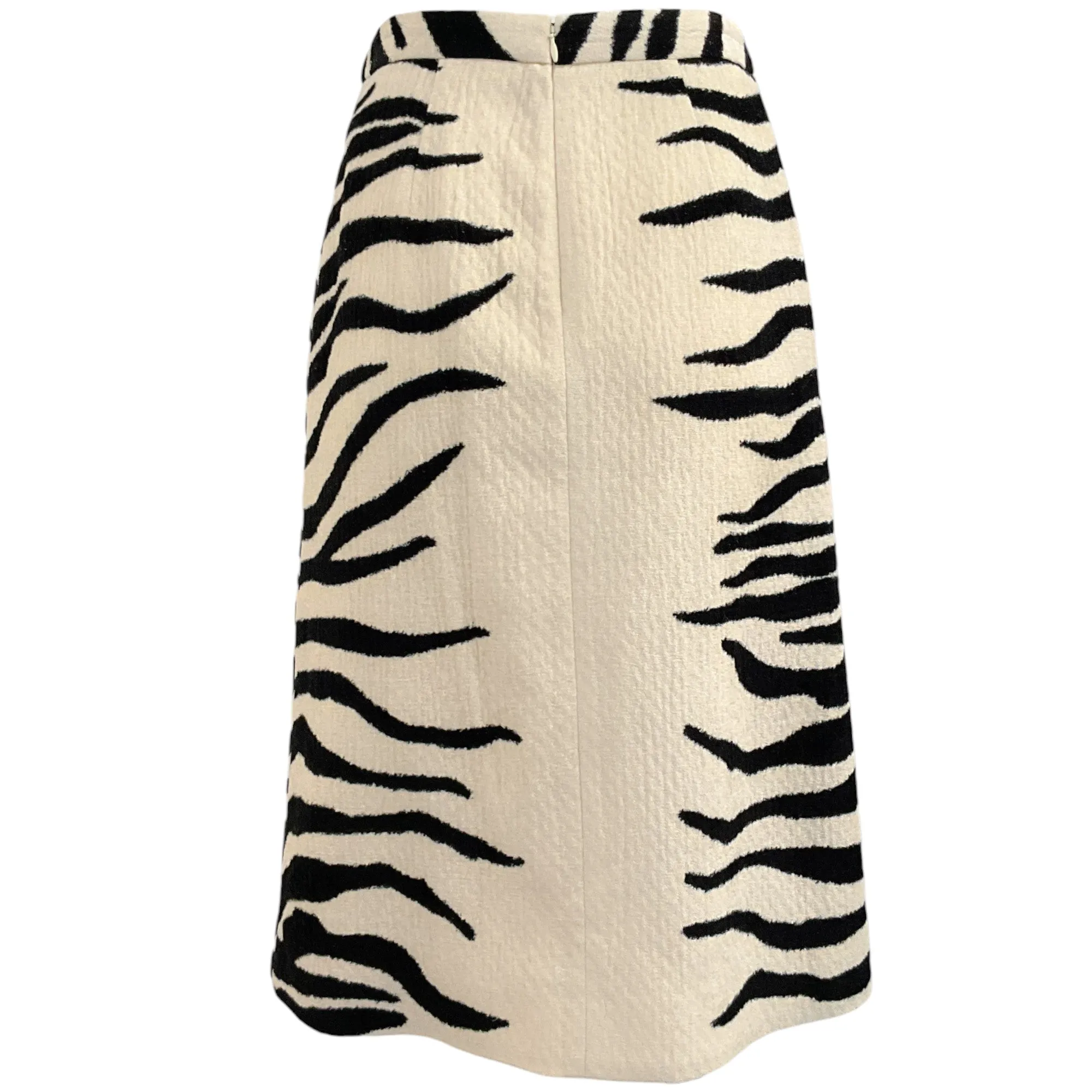 Dries Van Noten Ivory / Black Zebra Print Skirt