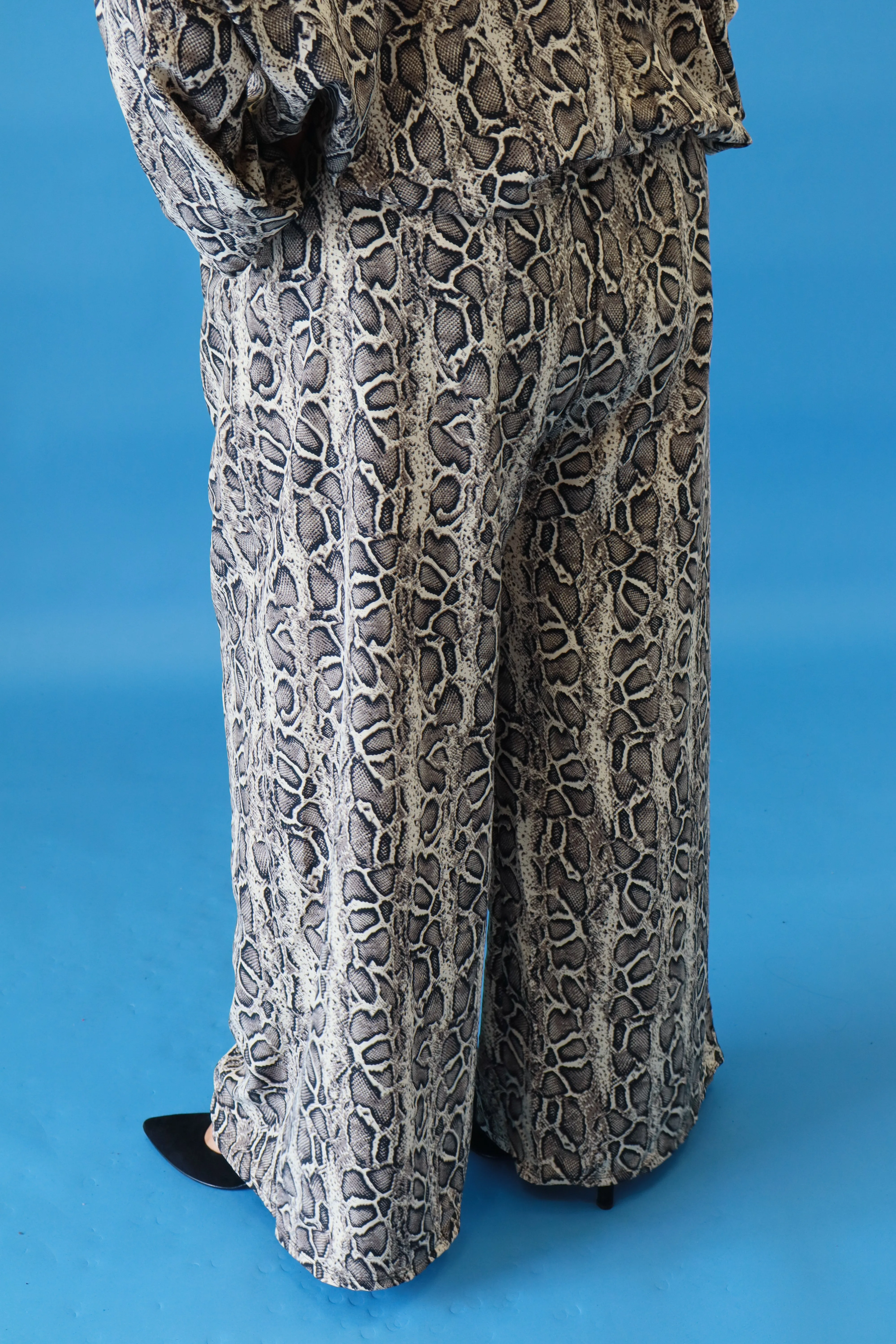 Emery Wide Trousers in Snake Print