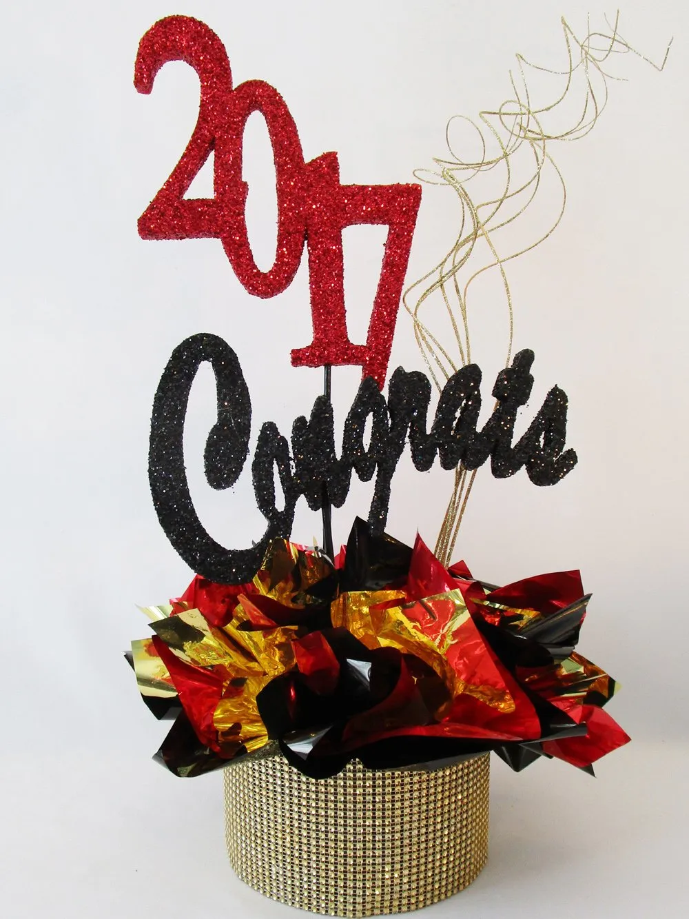 Faux Rhinestone Centerpiece Base with Metallic Tissue