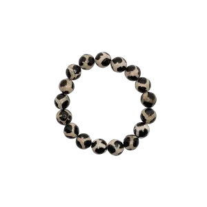 Giraffe Black and Cream Agate 12mm Bracelet