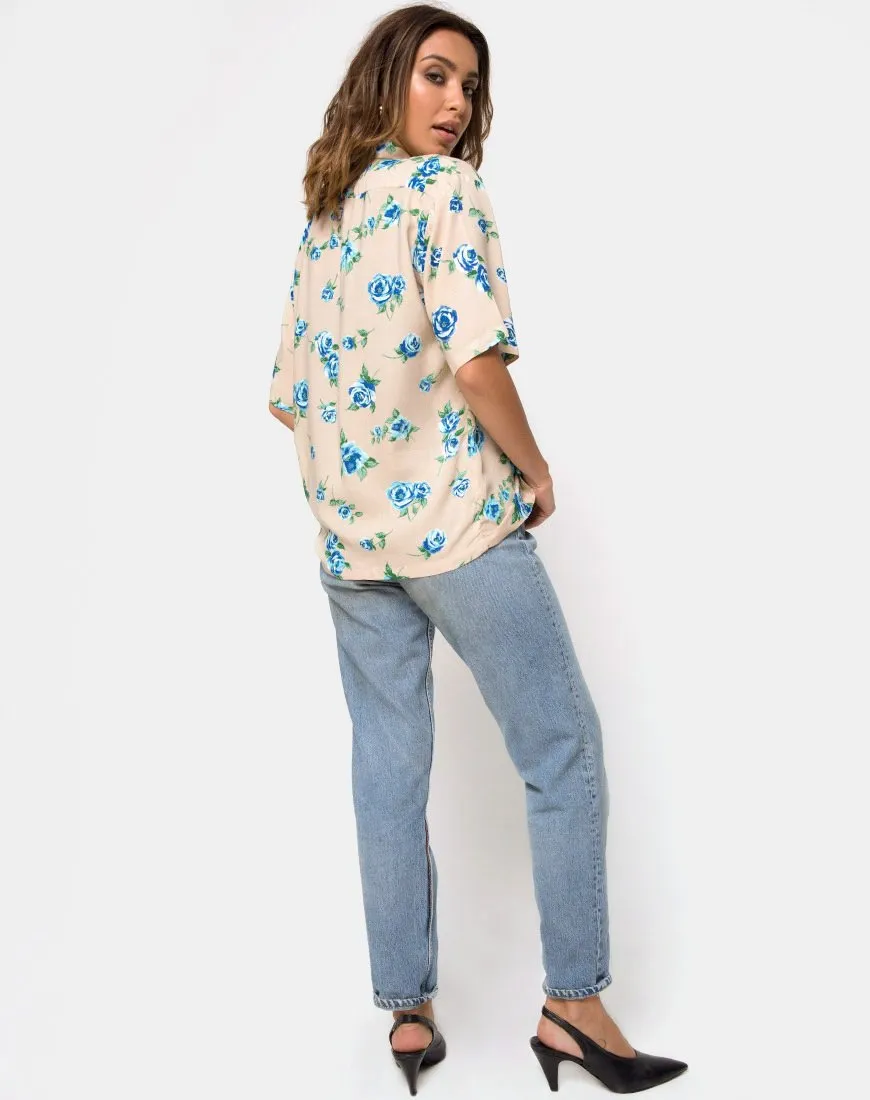 Hawaiian Shirt in Rose Blossom Blue