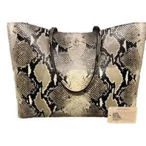 Jimmy Choo Martina Light Stone Snake Printed Tote