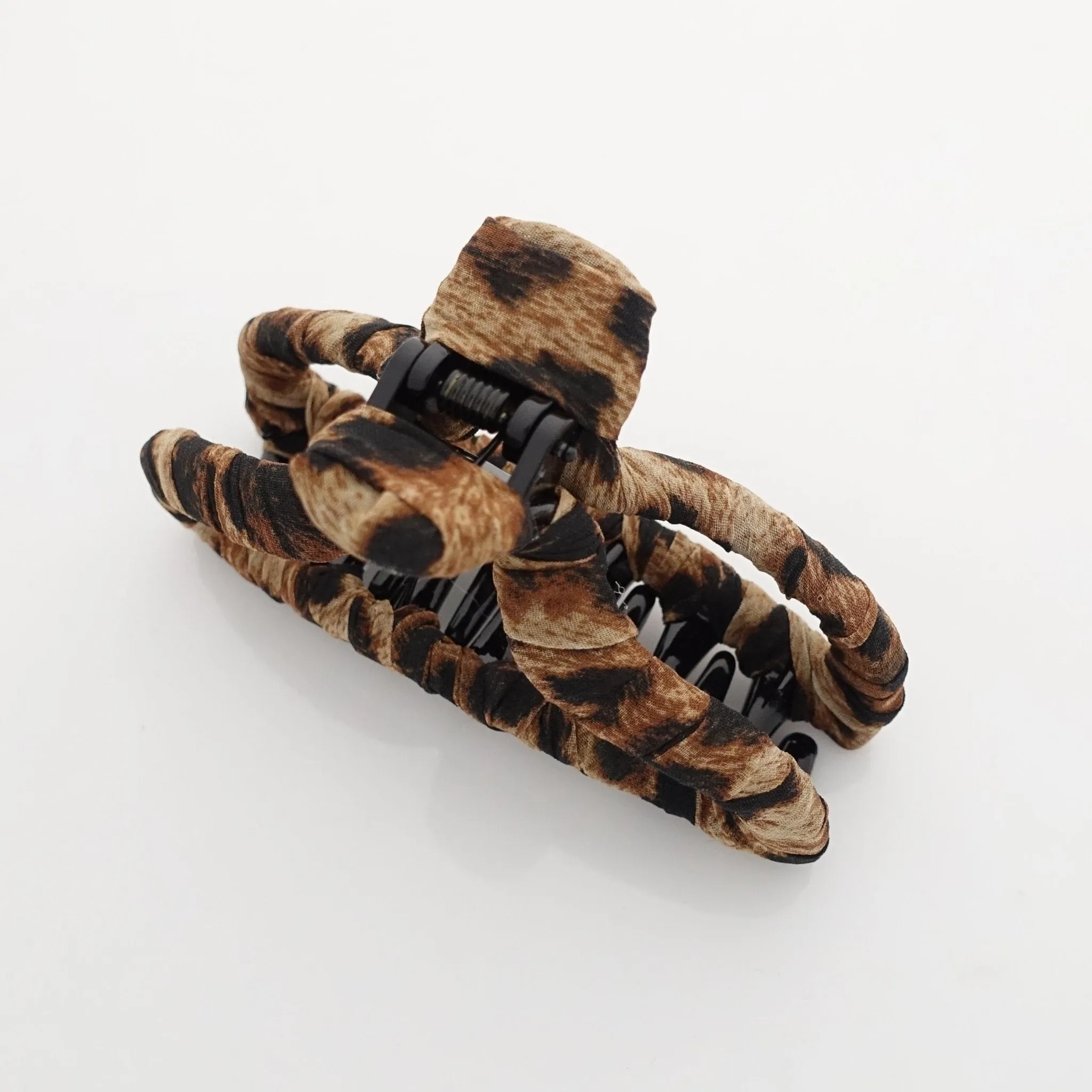 leopard print pattern wrapped hair claw clip women updo hair accessory