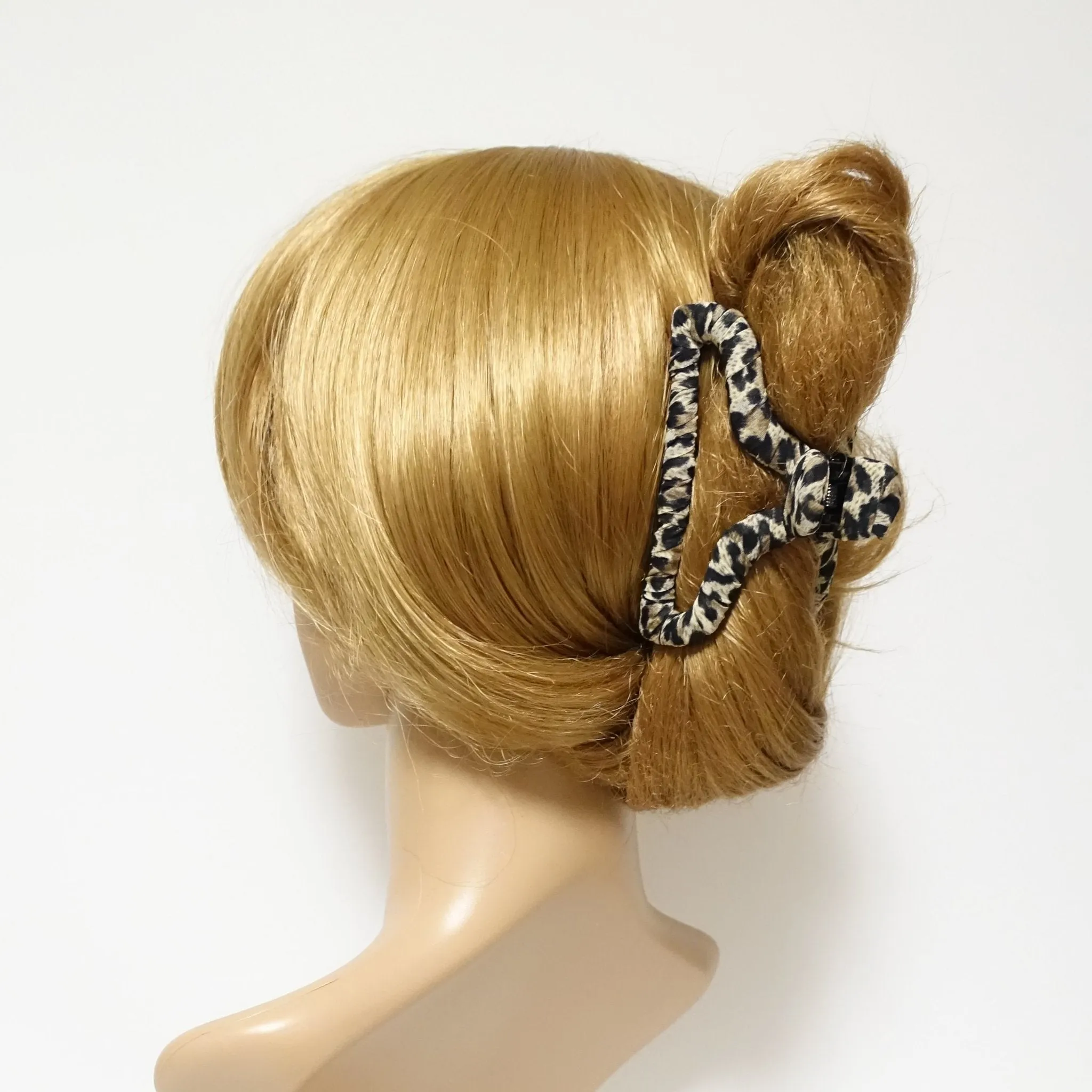 leopard print pattern wrapped hair claw clip women updo hair accessory