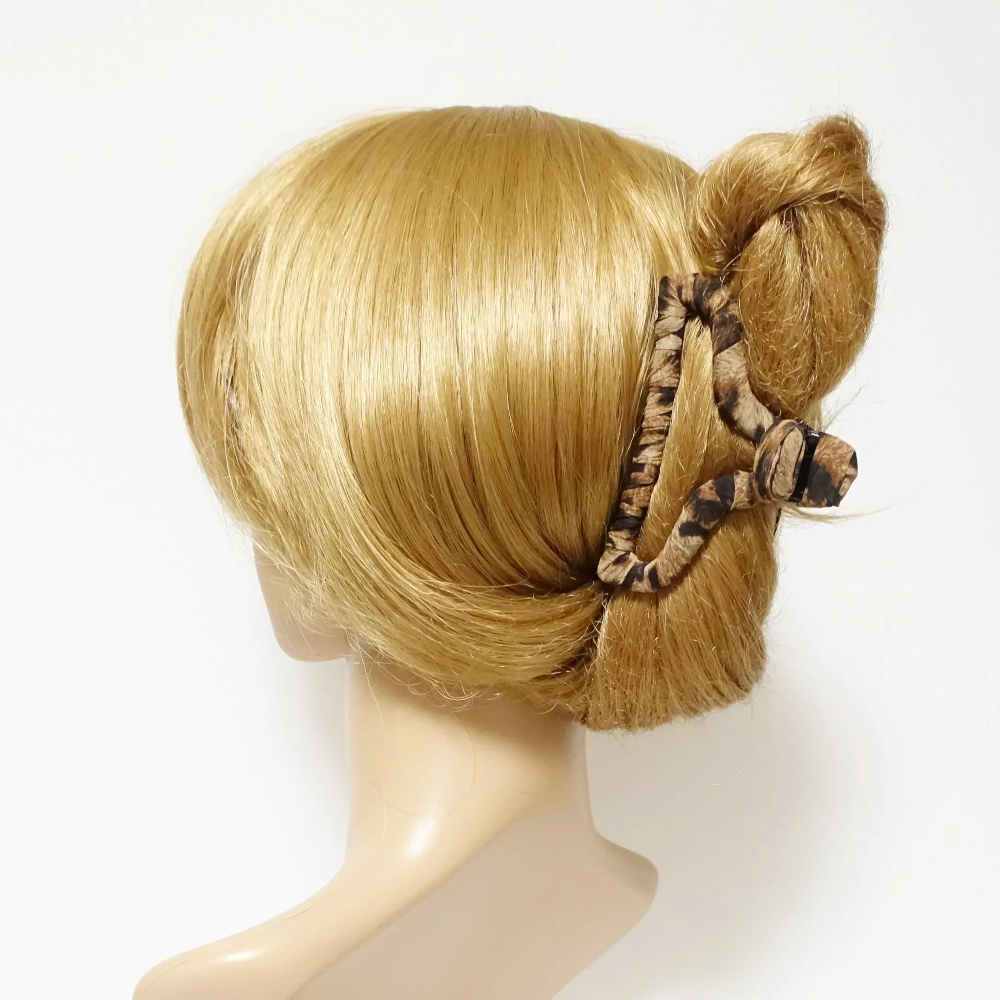 leopard print pattern wrapped hair claw clip women updo hair accessory