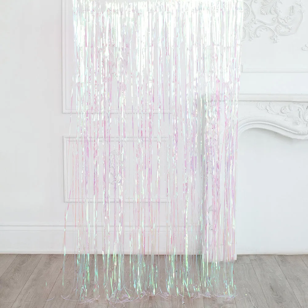 Metallic Foil Fringe Curtain Photo Backdrop - Iridescent