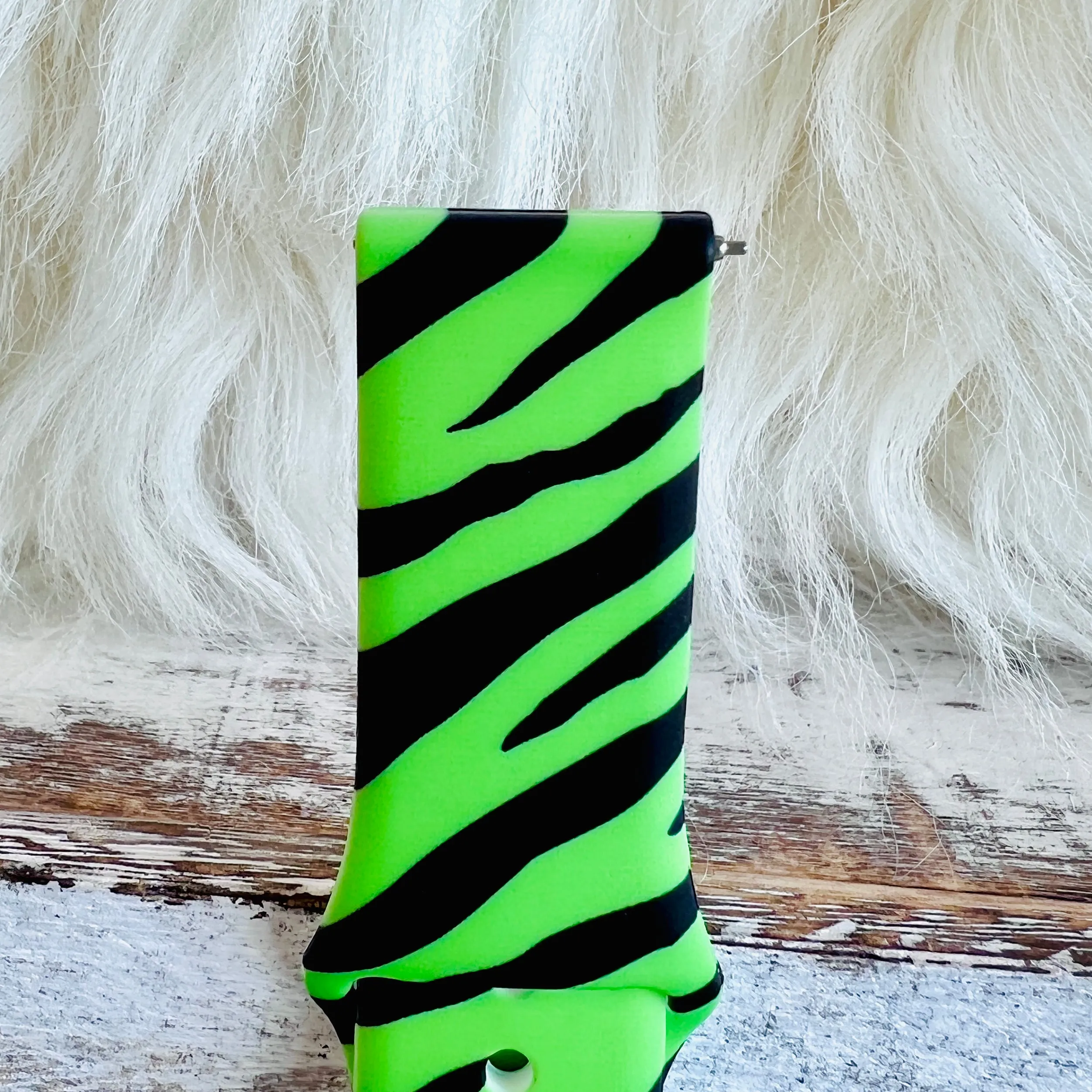 Neon Green Zebra Print Silicone Band For Samsung Watch