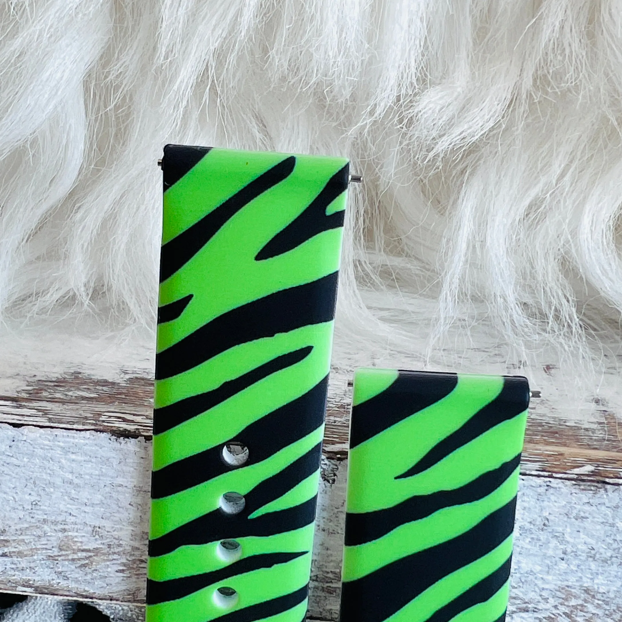 Neon Green Zebra Print Silicone Band For Samsung Watch