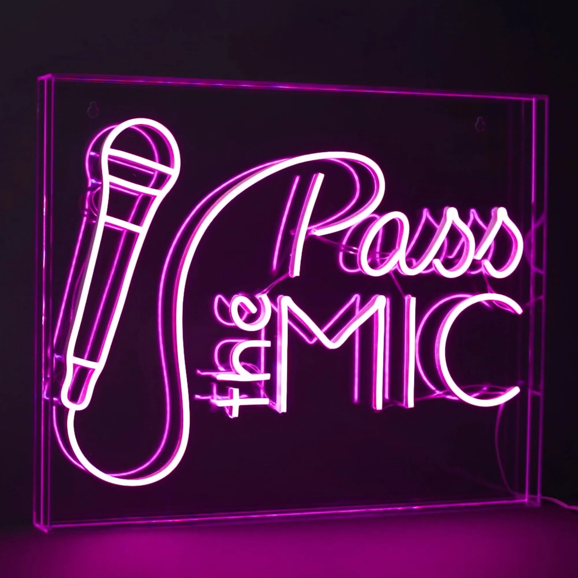 Pass the Mic Neon Acrylic Box LED Sign