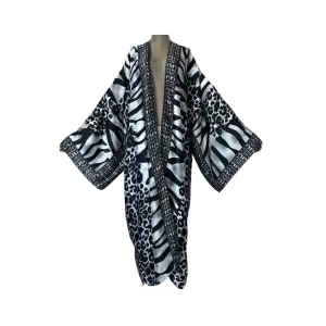 Pre Order:  Cozy Silk Zebra Print Maxi Cardigan - WINI