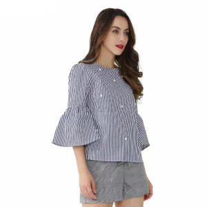 SALE! Pearls beading striped shirts with flare sleeves (US 2-14)