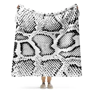 Snake Print Black and White Sherpa blanket lioness-love