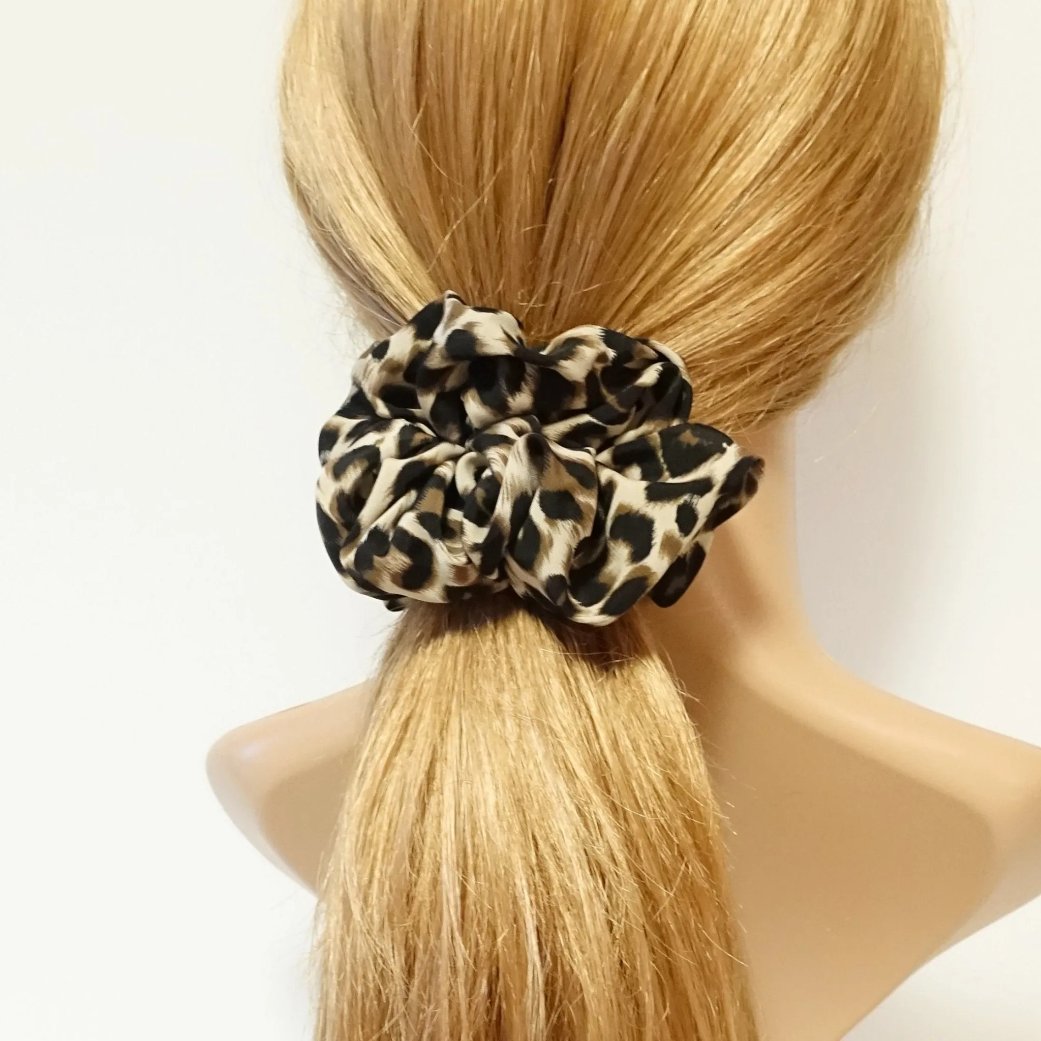 soft leopard print hair scrunchies for women