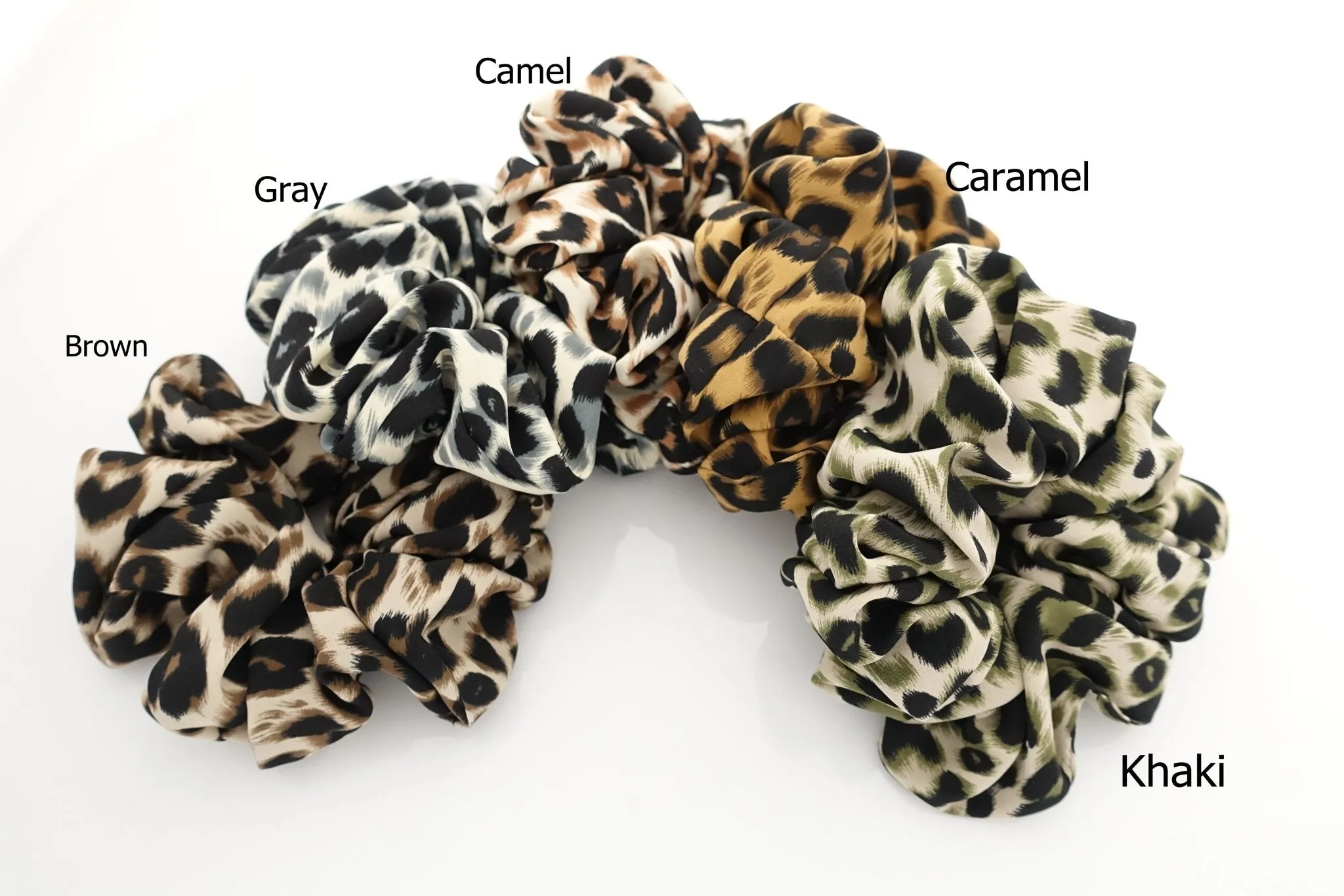 soft leopard print hair scrunchies for women