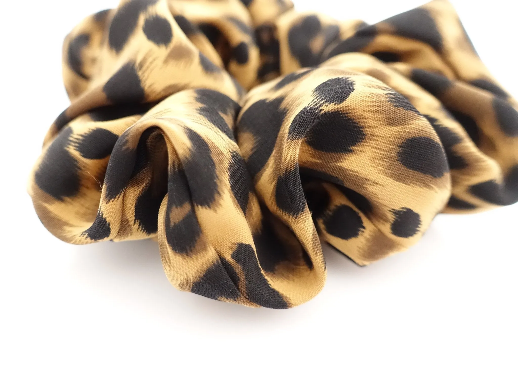 soft leopard print hair scrunchies for women