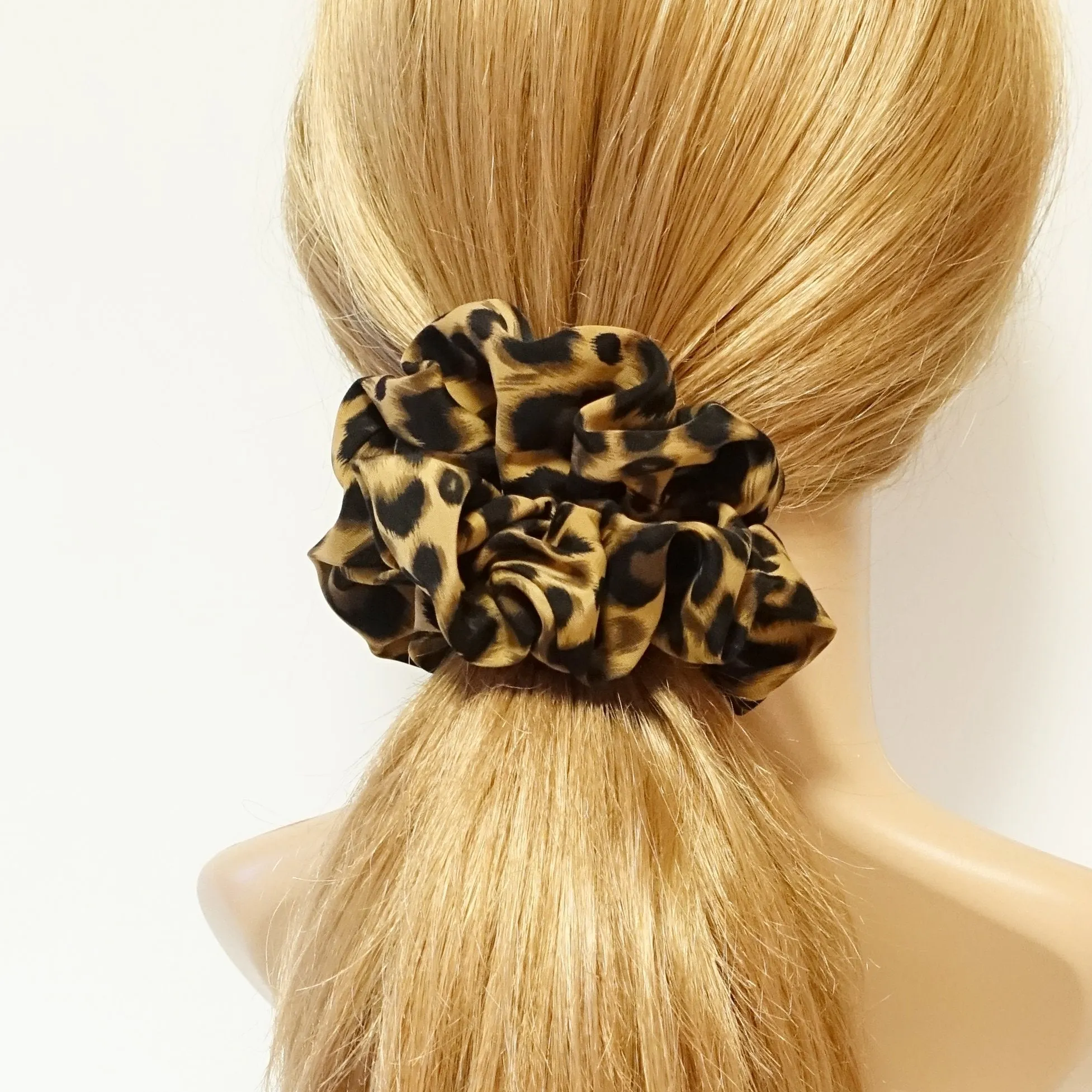 soft leopard print hair scrunchies for women