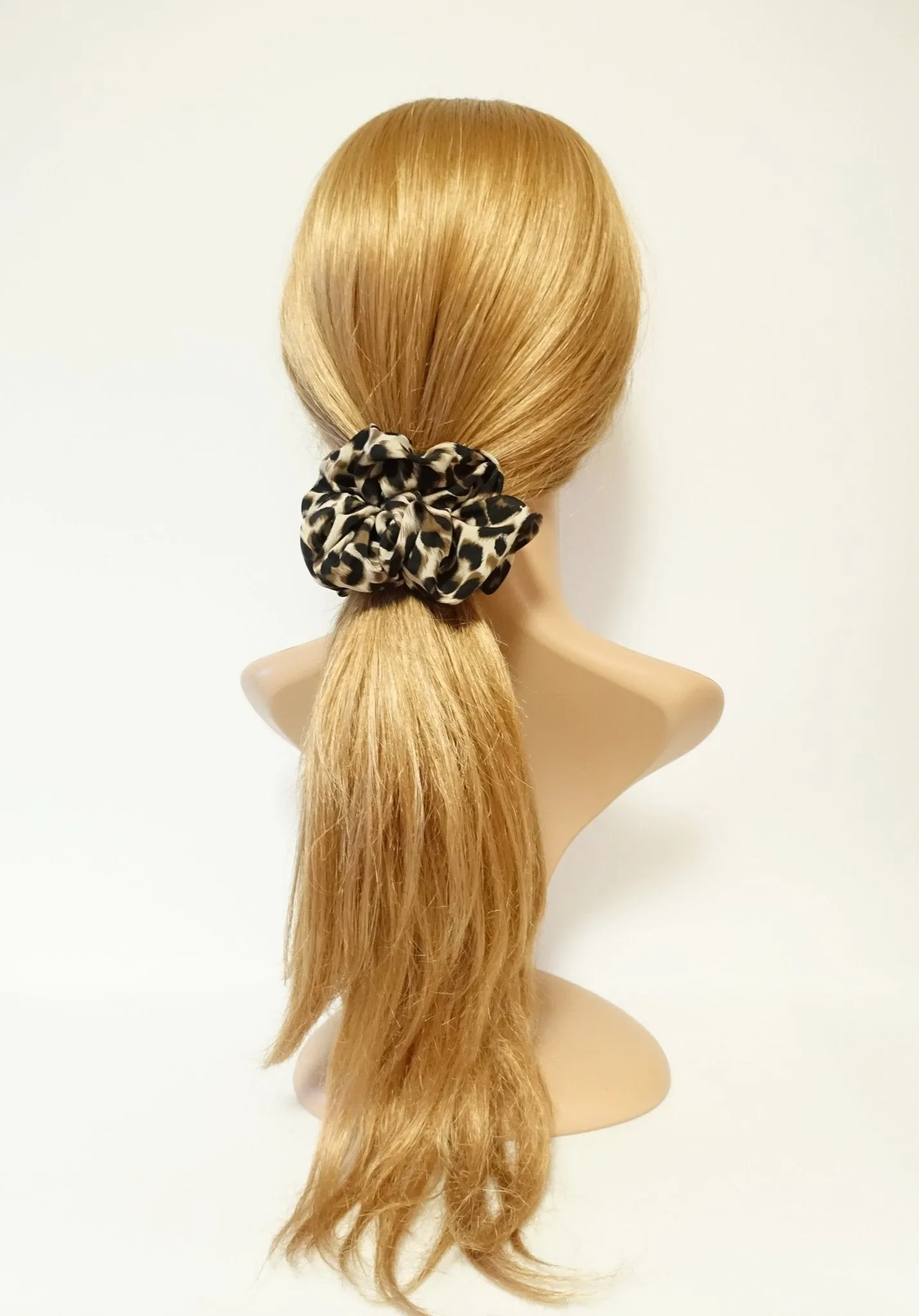 soft leopard print hair scrunchies for women