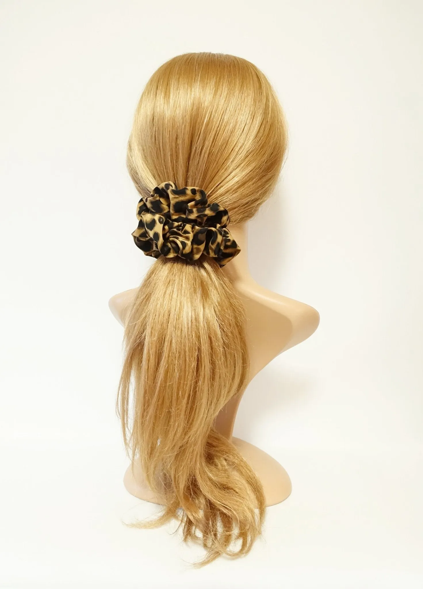 soft leopard print hair scrunchies for women