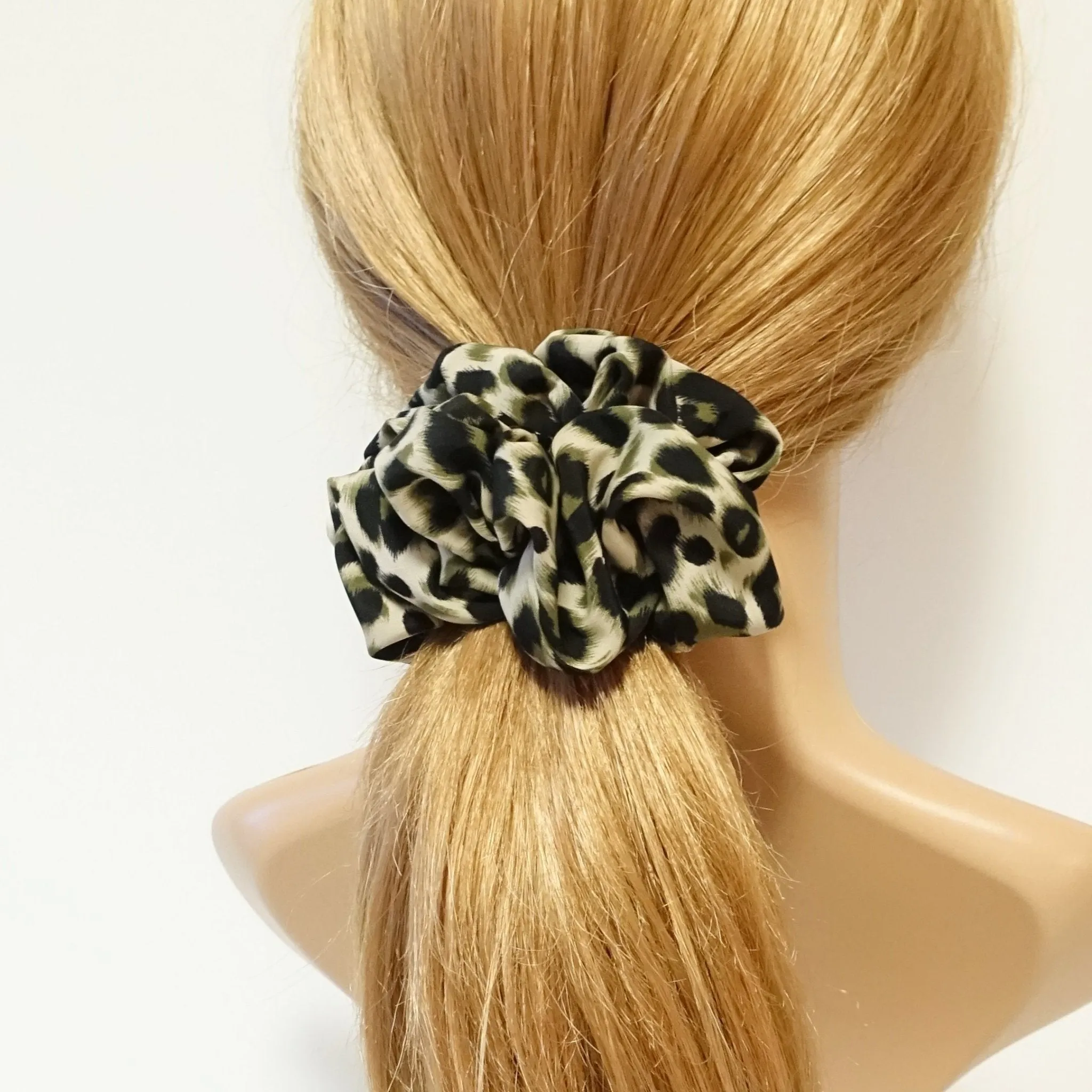 soft leopard print hair scrunchies for women