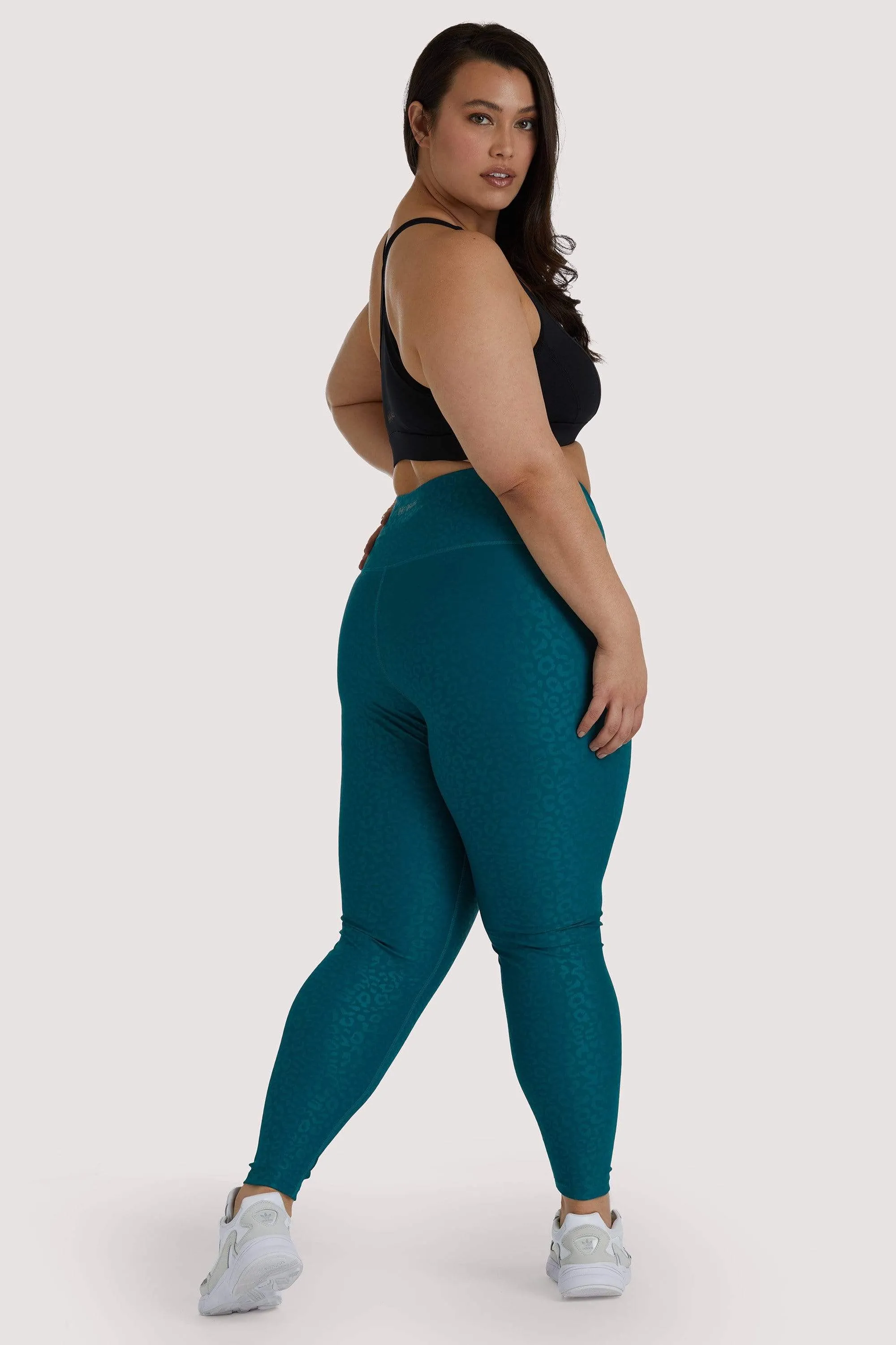 Teal Wet Look Curve Leggings