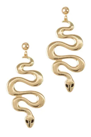 Vintage Gold Snake Drop Earrings